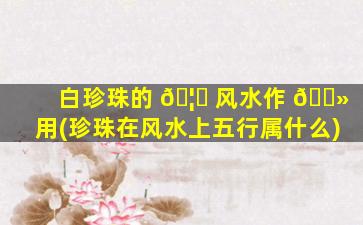白珍珠的 🦊 风水作 🌻 用(珍珠在风水上五行属什么)